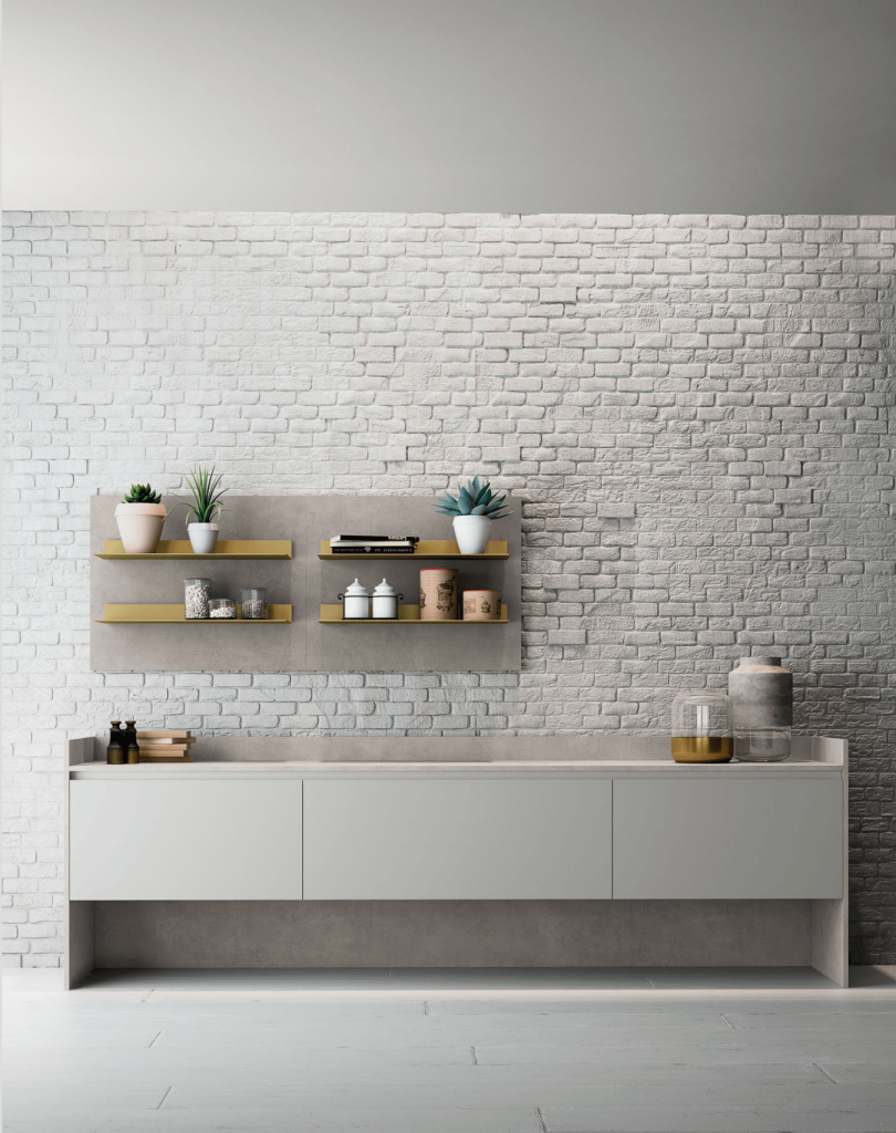 Cuisines Zecchinon - Modèle Helene avec mur en pierre