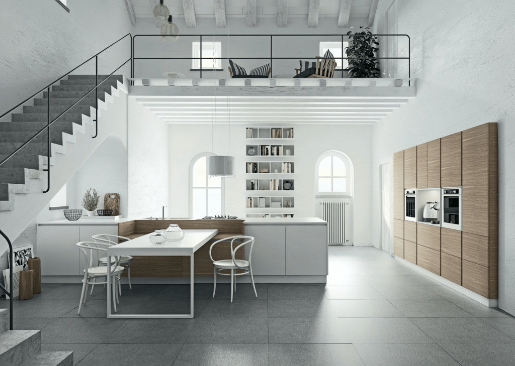 Cuisines Zecchinon - Modèle Tiffany cuisine ouverte sous palier