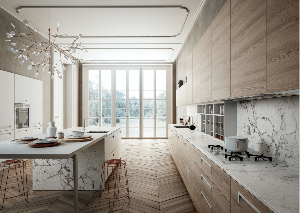 Cuisines Zecchinon - Modèle Kiss mur en marbre